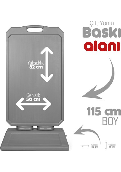 Taşınabilir Ayaklı Tabela Çift Yön Baskılı 50 x 82 cm Tasarım ve Baskı + Uygulama Dahil Hazır Reklam Dubası Tabela indirimleri