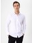 Slim Fit Klasik Yaka Armürlü Beyaz Erkek Gömlek GM2024700396 3