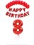 Kırmızı Renk Happy Bırthday Rakam Folyo Balon Puanlı Balon Seti Yaş 8 1