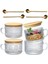 4 Adet Set Vintage Kahve Kupaları, Bambu Kapaklı ve Kaşıklı Gecelik Yulaf Kapları - 14OZ Şeffaf Kabartmalı Cam Bardaklar (Yurt Dışından) 1
