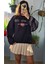 3 Iplik Şardonlu Oversize Sweatshirt Lacivert 1