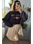 3 Iplik Şardonlu Oversize Sweatshirt Lacivert 2