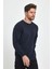 Erkek Lacivert Bisiklet Yaka Nakış Detaylı Regular Fit Sweatshirt 4