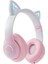 LED Flaş Işık Kulaklık Sevimli Kediler Kulaklar Kablosuz Kulaklık Mic ile Çocuk Kız Stereo Müzik Kulaklıklar Tws Bluetooth 5.0 B (Yurt Dışından) 3