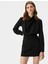 Drape Yaka Elbise Mini Uzun Kollu 2