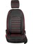 citroen C1 Uyumlu Lüks Deri Oto Koltuk Kılıfı Ön/arka 5li Set Original Siyah-Kırmızı 4