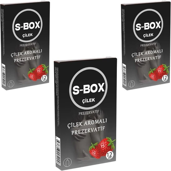 S-Box - Prezervatif Çilek Aromalı 12Lİ Latex Kondom - 3 Paket