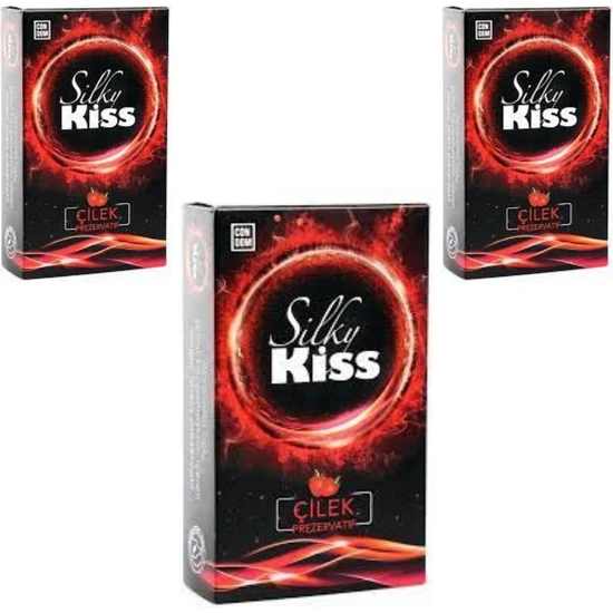 Silky Kiss - Prezervatif Çilek 12Lİ Latex Kondom - 3 Paket