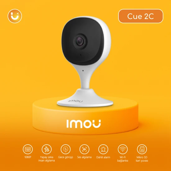 IMOU Cue 2C İç Ortam Akıllı WiFi Kamera/2MP-Gece Görüşü-Hareket ve İnsan Algılama-SD Kart Desteği-ONVIF-Bulut Hizmeti (IPC-C22CP)