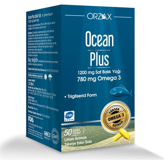 Ocean Plus 1200 mg Balık Yağı 50 Kapsül