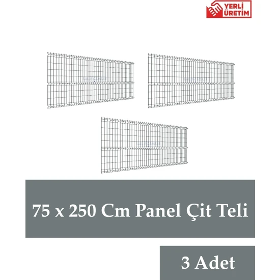 Fence Company Antrasit Panel Çit Teli 3 Adet ( 75 cm x 250 cm )