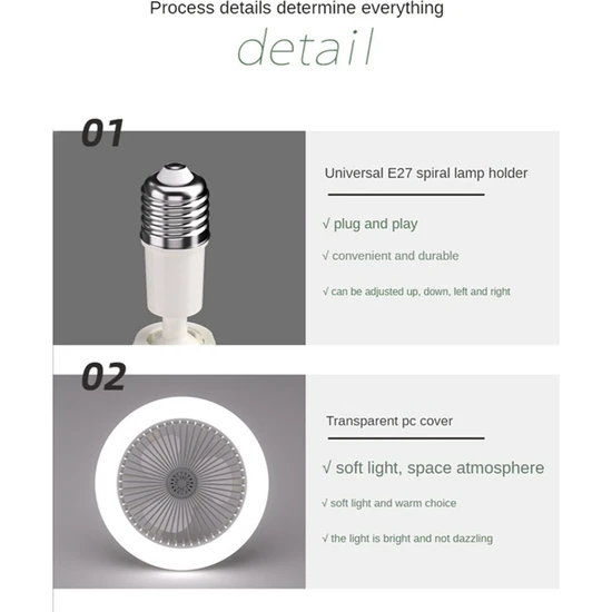 Decisive Uzaktan Kumandalı ve Işıklı Tavan Vantilatörü 30W LED Lamba Fanı Akıllı Sessiz Tavan Vantilatörü E27 Dönüştürücü Tabanı Beyaz (Yurt Dışından)