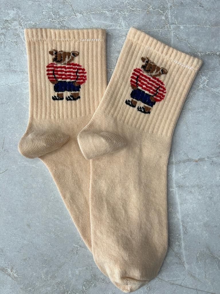 Sky Socks 4'Lü Teddy Bear Ayıcıklı Set Unisex Kokulu Tenis Kolej Çorap görsel 3