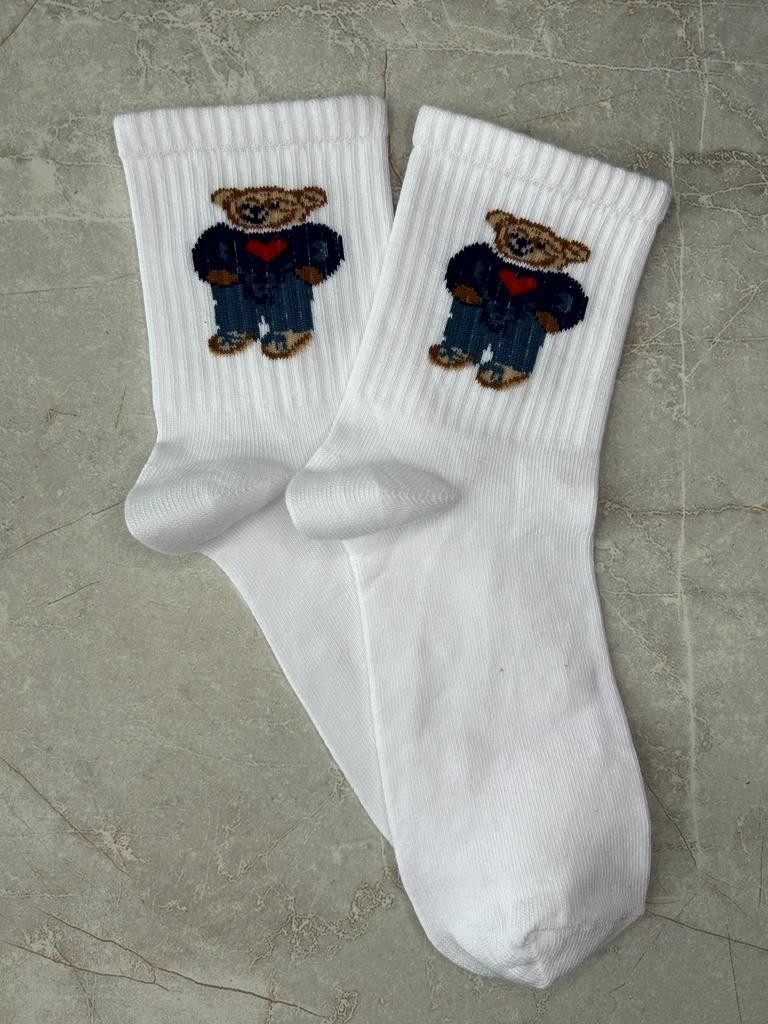 Sky Socks 4'Lü Teddy Bear Ayıcıklı Set Unisex Kokulu Tenis Kolej Çorap görsel 4