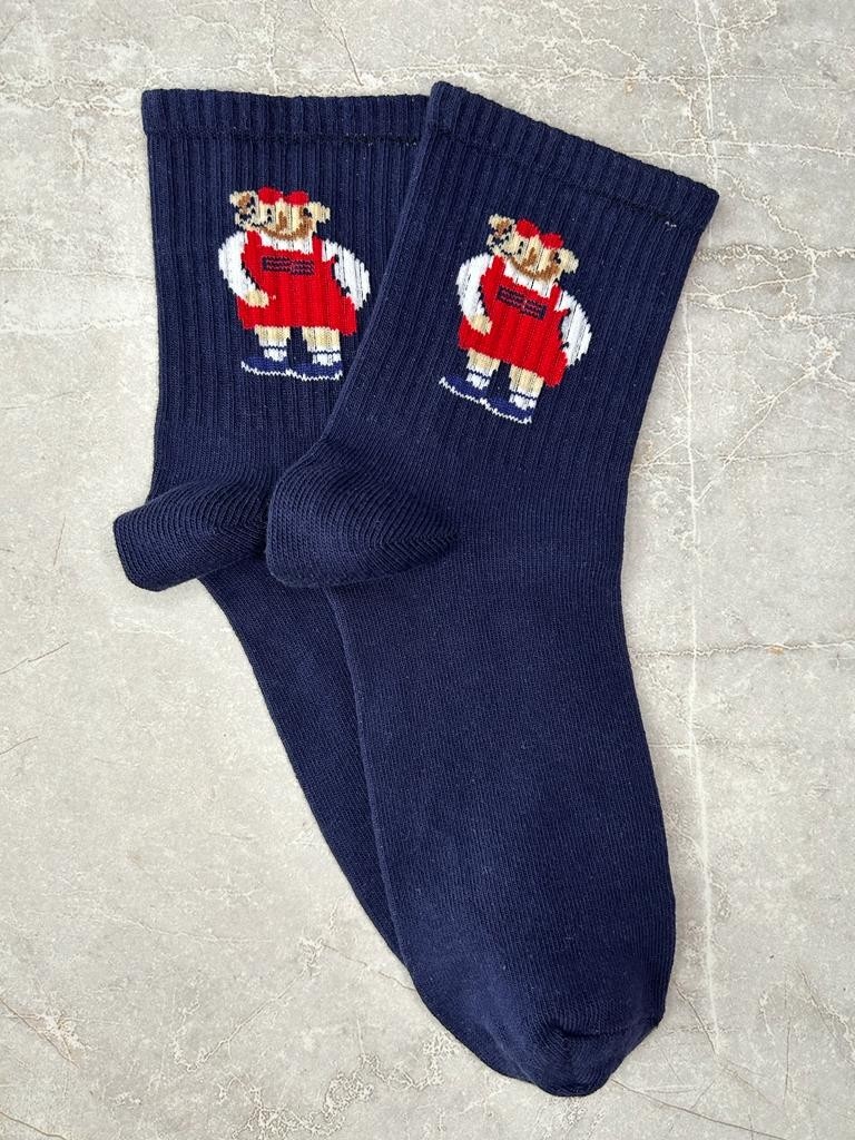 Sky Socks 4'Lü Teddy Bear Ayıcıklı Set Unisex Kokulu Tenis Kolej Çorap görsel 5