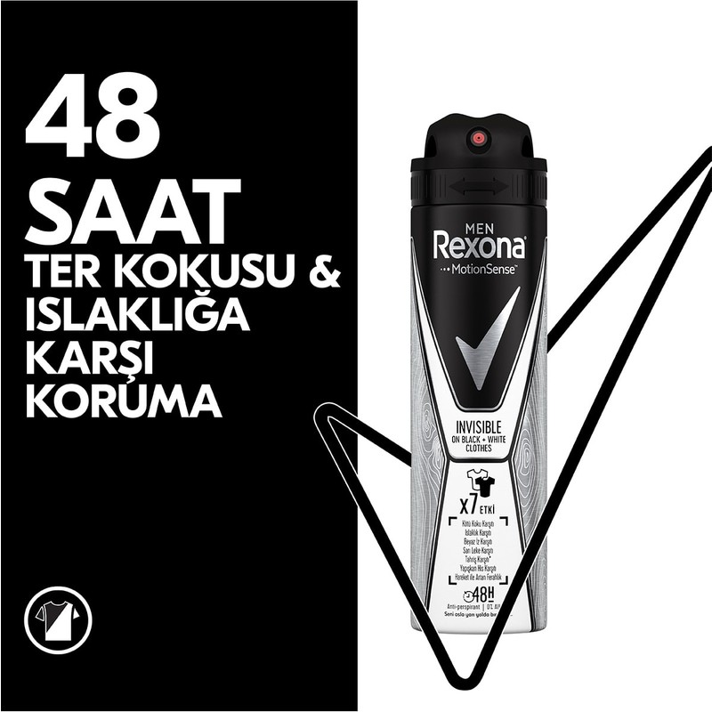 Rexona Men Erkek Anti-Perspirant Sprey Deodorant Invisible Black White Ter Kokusuna Karşı 150 ML