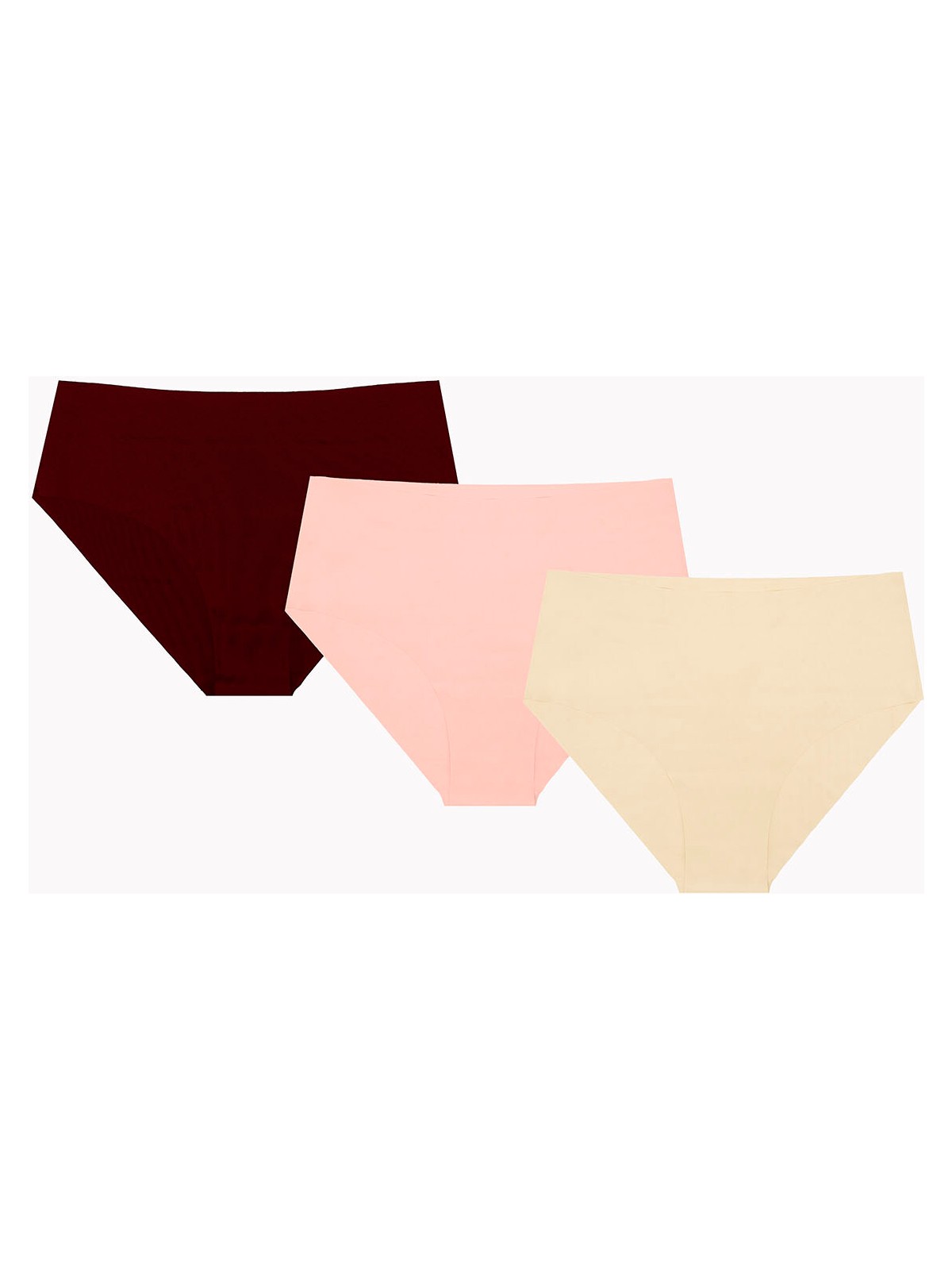 NBB Nbb Ten Bordo Cappuccino 3lü Lazer Yüksek Bel Külot