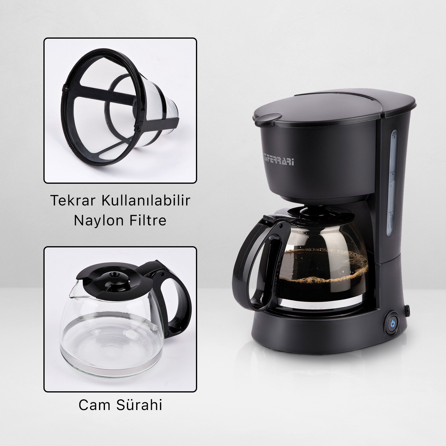 Macchina Caffè Americano G3 Ferrari - 600cc, 6 Tazze, Autospegnimento, Anti-sgocciolamento - Foto 7