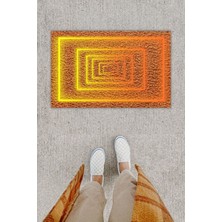 Dijital Baskı Dekoratif Şerit Kahverenk Kapı Önü Paspası