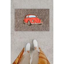 Dijital Baskı Dekoratif Vosvos Kırmızı Kapı Önü Paspası