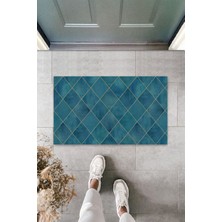 Dijital Baskı Yeşil Dış ve Iç Mekan Doğal Taş Desen Kapı Önü Paspası