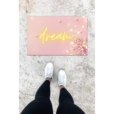 Dijital Baskı Pembe Dış ve Iç Mekan Karahindiba Desen Kapı Önü Paspası