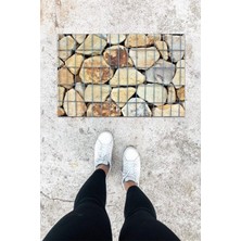 Dijital Baskı Renkli Dış ve Iç Mekan Kaya Desen Kapı Önü Paspası