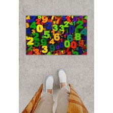 Dijital Baskı Dekoratif Sayılar Çok Renkli Kapı Önü Paspası