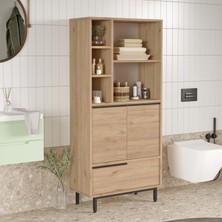 L'occi Concept Leena Banyo Dolabı Çok Amaçlı Dolap 3 Kapaklı Metal Ayaklı Sepet LA9C-S