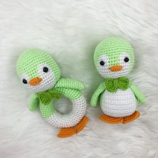 Özene Bezene Amigurumi Penguen Çıngırak ve Oyuncak Seti (Yeşil)