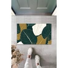 Çok Amaçlı Dekoratif Dijital Baskı Koyu Yeşil Yaprak Dış Mekan Paspas