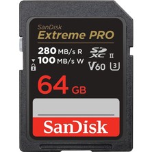 Sandisk Extreme Pro 64GB SDSDXEP-064G-GN4IN 280MB/S Uhs-Iı Sdxc 6k-4k UHD Hafıza Kartı