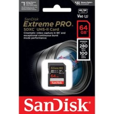 Sandisk Extreme Pro 64GB SDSDXEP-064G-GN4IN 280MB/S Uhs-Iı Sdxc 6k-4k UHD Hafıza Kartı