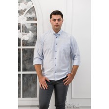 Advante Geniş ve Rahat (Bol) Kesim Cepli Ince Çizgili Ekoseli Yaka Düğmeli Klasik Erkek Gömlek