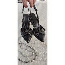 Çiğdem Kundura Çiğdem Siyah Önü Taş Detaylı Fiyonklu Kadeh Ökçe Topuklu Ayakkabı (Wie S1) - Siyah - 40 - ST01735-SİYAH-40