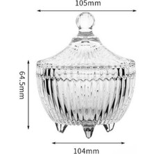 Elegancev Kapaklı Cam Mini Şekerlik -Toz Şekerlik -Küp Şekerlik-10 cm