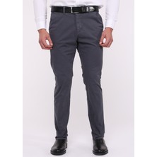 Erkek Gri Likralı Yüksek Bel Regular Fit Bol Kesim Yandan Cepli Chino Klasik Pantolon C336CHN