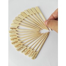 Tasarı Mağazası 100 Adet Bambu Yassı Çöp Şiş 9 cm - Afiyet Olsun Yazılı Kanepe Kürdanı - Kalınlık: 3 mm