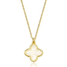Kairos Jewelry 14 Ayar Altın Beyaz Mineli Çift Taraflı Yonca Kolye
KRS-N148-14GN