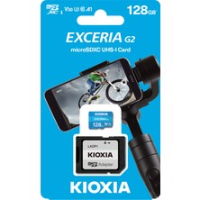 Kioxia 128GB Exceria G2 Micro SDXC A1 UHS1 V30 U3 4K Kayıt Hafıza Kartı (LMEX2L128GG2)-SD Adaptörlü