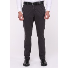 Erkek Antrasit Likralı Yüksek Bel Regular Fit Bol Kesim Yandan Cepli Chino Klasik Pantolon C336CHN