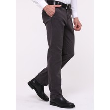 Erkek Antrasit Likralı Yüksek Bel Regular Fit Bol Kesim Yandan Cepli Chino Klasik Pantolon C336CHN