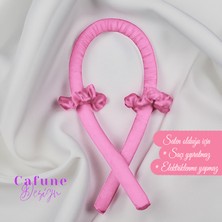 Cafune Design Pembe Renk Isısız Saç Şekillendirici Saç Sosisi Saten Toka Seti