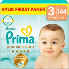 Prima Premium Care Bebek Bezi 3 Beden Midi 6-10 Kg 144lü Aylık Fırsat Paketi