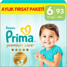 Prima Premium Care Bebek Bezi 6 Beden Extra Large 13-18 Kg 93lü Aylık Fırsat Paket