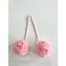 Miniminitoys Çocuk Odası Aksesuarı, Cibinlik Aksesuarı Pembe 2'li Tül Ponpon