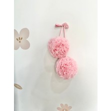 Miniminitoys Çocuk Odası Aksesuarı, Cibinlik Aksesuarı Pembe 2'li Tül Ponpon