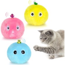 Yiqln 3'lü Komik Kedi Peluş Topları-Pembe+Mavi (Yurt Dışından)