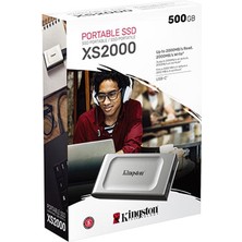 Kingston XS2000 500GB Mini USB 3.2 Gen 2.2 Type C Gri Taşınabilir SSD