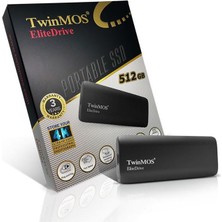 TwinMOS 512GB Taşınabilir Harici SSD USB 3.2/Type-C Siyah (PSSDFGBMED32)